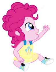 Size: 400x514 | Tagged: safe, artist:wesleyabram, pinkie pie, equestria girls, g4, baby, baby pie, cute, diaper, diapinkes, female, shoes, simple background, sneakers, solo, white background, younger