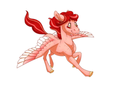 Size: 3508x2480 | Tagged: safe, artist:jackiebloom, oc, oc only, oc:peach pit, pegasus, pony, colored wings, female, high res, mare, multicolored wings, simple background, solo, transparent background