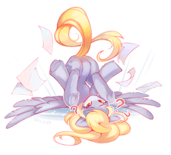Size: 2365x2146 | Tagged: safe, artist:lispp, derpy hooves, pegasus, pony, g4, butt, envelope, female, high res, letter, mare, paper, plot, question mark, simple background, solo, white background