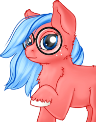Size: 940x1196 | Tagged: safe, artist:flickswitch, oc, oc only, oc:flickswitch, earth pony, pony, cheek fluff, cute, digital art, female, fluffy, freckles, glasses, mare, ponysona, simple background, solo, transparent background, updated