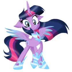 Size: 1214x1214 | Tagged: safe, artist:emositecc, twilight sparkle, alicorn, pony, comic:sparkle, g4, alternate cutie mark, alternate universe, female, floppy ears, looking at you, mare, simple background, smiling, solo, transparent background, twilight sparkle (alicorn)