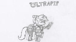 Size: 2637x1483 | Tagged: safe, artist:infinita est lux solis, part of a set, oc, oc only, oc:littlepip, pony, unicorn, fallout equestria, black and white, codex astartes, cutie mark, fanfic, fanfic art, female, glowing horn, grayscale, hooves, horn, magic, mare, monochrome, pipbuck, roboute guilliman, simple background, solo, telekinesis, text, traditional art, ultramarine, warhammer (game), warhammer 40k, white background