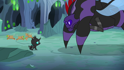Size: 1280x720 | Tagged: safe, screencap, pharynx, thorax, changeling, nymph, g4, to change a changeling, changeling hive, changeling mega evolution, disguise, disguised changeling, flashback