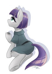 Size: 2039x2894 | Tagged: safe, artist:bbtasu, boulder (g4), maud pie, earth pony, pony, g4, clothes, female, high res, mare, rock, simple background, white background