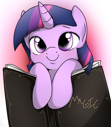 Size: 1024x1168 | Tagged: safe, artist:fotasy, twilight sparkle, pony, g4, book, bookhorse, cute, female, hnnng, mare, smiling, solo, that pony sure does love books, twiabetes, weapons-grade cute