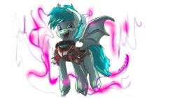 Size: 1920x1080 | Tagged: safe, artist:noben, oc, oc only, oc:radbat, bat pony, pony, armor, fangs, looking at you, magic, male, simple background, solo, transparent background