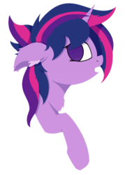 Size: 840x1172 | Tagged: safe, artist:rhythmpixel, twilight sparkle, pony, unicorn, g4, alternate hairstyle, bust, chest fluff, ear fluff, female, hooves, horn, lineless, mare, open mouth, portrait, profile, punklight sparkle, simple background, solo, transparent background