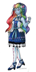 Size: 453x900 | Tagged: safe, artist:andpie, rainbow dash, equestria girls, g4, clothes, dress, female, rainbow dash always dresses in style, solo, traditional art
