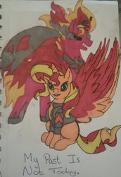 Size: 741x1079 | Tagged: safe, sunset shimmer, alicorn, pony, equestria girls, g4, my past is not today, equestria girls ponified, ponified, sunset satan, traditional art