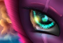 Size: 4464x3072 | Tagged: safe, artist:scalestroke315, fizzlepop berrytwist, tempest shadow, pony, unicorn, g4, angry, eye, eye scar, eyebrows, eyelashes, female, looking at you, open up your *very* eyes, scar, solo