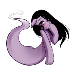 Size: 2500x2500 | Tagged: safe, artist:liny-an, oc, oc only, oc:violet sunflower, ghost, ghost pony, monster pony, pony, bags under eyes, colored sketch, high res, looking at you, simple background, sketch, solo, transparent background