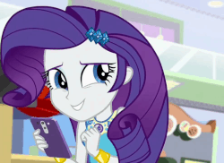 Size: 988x720 | Tagged: safe, screencap, rarity, equestria girls, equestria girls specials, g4, my little pony equestria girls: better together, my little pony equestria girls: rollercoaster of friendship, animated, cellphone, cropped, cute, female, gif, iphone, phone, rarara, raribetes, smartphone, smiling, solo, teeth