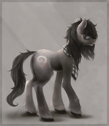 Size: 1422x1650 | Tagged: safe, artist:ventious, oc, oc only, oc:somber solace, earth pony, pony, clothes, commission, looking back, scarf, solo