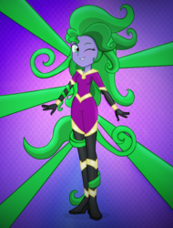 Size: 2199x2886 | Tagged: safe, artist:invisibleink, mane-iac, equestria girls, equestria girls specials, g4, my little pony equestria girls: movie magic, boots, clothes, commission, equestria girls-ified, female, gloves, high res, long hair, one eye closed, shoes, solo, wink