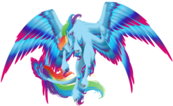 Size: 6835x4202 | Tagged: safe, artist:oneiria-fylakas, rainbow dash, original species, g4, absurd resolution, female, multiple wings, simple background, solo, species swap, transparent background