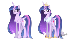 Size: 2000x1064 | Tagged: safe, artist:enifersuch, twilight sparkle, alicorn, pony, g4, crown, female, folded wings, hoof shoes, jewelry, long legs, mare, older, older twilight, regalia, simple background, solo, standing, starry mane, tiara, transparent background, twilight sparkle (alicorn), ultimate twilight, wings