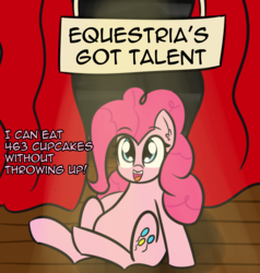 Size: 1679x1761 | Tagged: safe, artist:artiks, pinkie pie, earth pony, pony, g4, dialogue, female, gross, mare, solo, stage