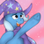 Size: 1000x1000 | Tagged: safe, artist:pavlovzdawg, trixie, pony, unicorn, g4, cape, clothes, female, frog (hoof), hat, mare, trixie's cape, trixie's hat, underhoof