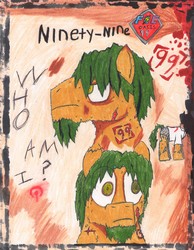 Size: 4952x6393 | Tagged: safe, artist:oatmeal155, oc, oc only, oc:ninety-nine, pony, fallout equestria, fallout equestria: oasis 99, absurd resolution, blood, solo, traditional art