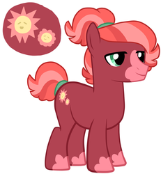 Size: 1200x1300 | Tagged: safe, artist:rain-blossom-drop, oc, oc only, earth pony, pony, blaze (coat marking), coat markings, facial markings, male, offspring, parent:cheerilee, parent:sunburst, parents:cheerburst, ponytail, simple background, solo, stallion, white background