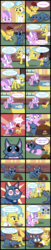 Size: 2000x9846 | Tagged: safe, artist:magerblutooth, diamond tiara, doctor fauna, oc, oc:dazzle, oc:peal, cat, earth pony, pony, comic:diamond and dazzle, g4, butt, cap, cat food, clipboard, clothes, comic, cute, dog food, eating, faunabetes, female, filly, flashlight (object), foal, hat, heart, heart eyes, mare, plot, snipping, weight loss, whistle, wingding eyes
