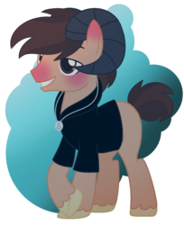 Size: 1024x1252 | Tagged: safe, artist:leanne264, oc, oc only, oc:leanne, pony, clothes, male, ram horns, rule 63, shirt, simple background, solo, stallion, transparent background