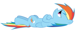 Size: 8000x3276 | Tagged: safe, artist:artekko, rainbow dash, pony, g4, backwards cutie mark, female, lying down, on back, simple background, solo, transparent background, vector