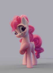 Size: 796x1090 | Tagged: safe, artist:v747, pinkie pie, earth pony, pony, g4, 3d, cute, diapinkes, female, freckles, gray background, looking at you, mare, shoulder freckles, simple background, smiling, solo