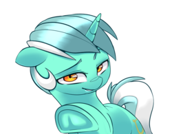 Size: 1166x908 | Tagged: safe, artist:asherspray, lyra heartstrings, pony, unicorn, g4, female, floppy ears, frog (hoof), looking at you, mare, simple background, smiling, solo, underhoof, white background