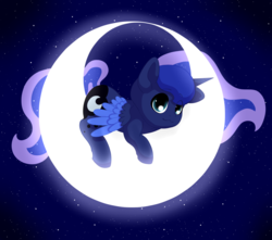 Size: 1024x905 | Tagged: safe, artist:kisaradoesart16, princess luna, alicorn, pony, g4, female, looking at you, mare, moon, solo, tangible heavenly object