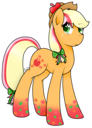 Size: 784x1085 | Tagged: safe, artist:cinnamonaurora, applejack, earth pony, pony, g4, female, looking at you, mare, rainbow power, simple background, solo, transparent background