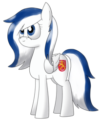 Size: 1027x1229 | Tagged: safe, artist:moonatik, derpibooru exclusive, oc, oc only, pegasus, pony, coat of arms, cute, finland, nation ponies, ponified, simple background, solo, transparent background