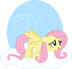 Size: 1571x1505 | Tagged: safe, artist:ponkus, fluttershy, pony, g4, cloud, cute, female, mare, shyabetes, simple background, sky, solo, transparent background, vector