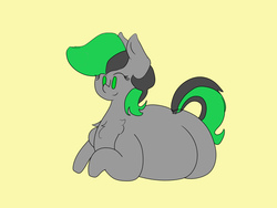 Size: 4032x3024 | Tagged: safe, artist:somefrigginnerd, colorist:varah, oc, oc only, oc:varah bubble, pony, belly, chest fluff, chubby, fat, female, huge butt, large belly, large butt, lying down, mare, simple background, solo