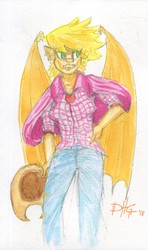 Size: 1201x2025 | Tagged: safe, artist:invalid-david, applejack, bat pony, vampire, anthro, g4, female, painting, simple background, solo, traditional art, watercolor painting