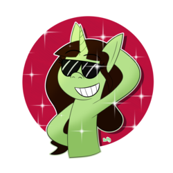 Size: 2000x2000 | Tagged: safe, artist:b-cacto, oc, oc only, oc:alos, pony, high res, simple background, solo, sparkles, sunglasses, transparent background