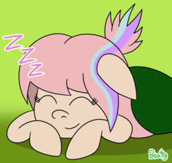 Size: 857x812 | Tagged: safe, artist:b-cacto, oc, oc only, oc:sweet skies, pony, blanket, sleeping, smiling, solo, zzz