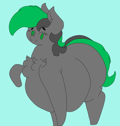 Size: 2100x2211 | Tagged: safe, artist:somefrigginnerd, artist:varah, oc, oc only, oc:varah bubble, pony, belly, big belly, chest fluff, fat, female, high res, large belly, large butt, mare, missing cutie mark, raised hoof, simple background, solo