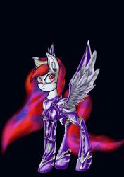 Size: 2079x2953 | Tagged: safe, artist:acespade777, oc, oc only, oc:blackjack, alicorn, pony, fallout equestria, fallout equestria: project horizons, alicorn oc, armor, artificial wings, augmented, colored, digital art, fanfic art, female, high res, level 5 (iconium) (project horizons), mare, mechanical wing, solo, wings