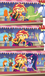 Size: 1280x2160 | Tagged: safe, edit, edited screencap, screencap, flam, golden hazel, sandalwood, sci-twi, sunset shimmer, twilight sparkle, parakeet, comic:the amazonian effect, comic:the amazonian effect ii, equestria girls, equestria girls specials, g4, my little pony equestria girls: better together, my little pony equestria girls: rollercoaster of friendship, angry, comic, discovery family logo, geode of empathy, geode of telekinesis, it's not about the parakeet, red eyes, screencap comic