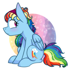 Size: 1000x1000 | Tagged: safe, artist:vale-bandicoot96, rainbow dash, pegasus, pony, g4, alternate hairstyle, cute, dashabetes, female, looking back, mare, simple background, solo, transparent background