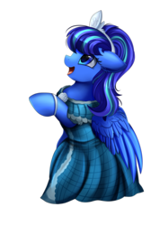 Size: 2008x2983 | Tagged: safe, artist:pridark, oc, oc only, oc:seaside, pegasus, pony, bipedal, clothes, dress, female, high res, open mouth, simple background, solo, transparent background, ych result