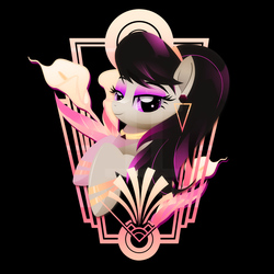 Size: 1000x1000 | Tagged: safe, artist:ii-art, octavia melody, earth pony, pony, g4, 80s, black background, female, looking at you, mare, simple background, solo