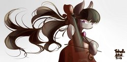 Size: 1500x735 | Tagged: safe, artist:tohupo, octavia melody, earth pony, pony, g4, cello, female, mare, musical instrument, simple background, solo