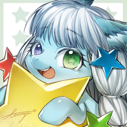 Size: 400x400 | Tagged: safe, artist:ciciya, oc, oc only, pony, female, mare, smiling, solo, starry eyes, stars, wingding eyes