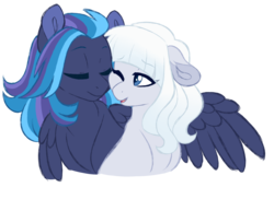 Size: 1024x745 | Tagged: safe, artist:azure-art-wave, oc, oc only, oc:picture perfect, oc:raincloud song, earth pony, pegasus, pony, female, magical lesbian spawn, mare, offspring, parent:dumbbell, parent:photo finish, parent:rainbow dash, parent:zesty gourmand, parents:dumbdash, parents:zestyfinish, simple background, transparent background