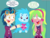 Size: 2800x2100 | Tagged: safe, artist:rainbowyoshi305, indigo zap, lemon zest, pukwudgie, equestria girls, g4, my little pony: friendship is magic, school daze, blushing, clothes, crystal prep academy uniform, dialogue, eye clipping through hair, eyebrows, eyebrows visible through hair, female, high res, lesbian, open mouth, open smile, plushie, school uniform, ship:lemonzap, shipping, smiling