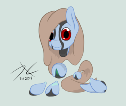 Size: 975x821 | Tagged: safe, artist:parallel black, oc, oc only, oc:cuddlhu, pony, robot, robot pony, series:vroom, badumsquish approved, colored, colored sketch, digital art, limbless, looking at you, modular, roboticization, simple background, solo, species swap