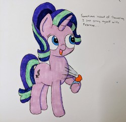 Size: 3131x3024 | Tagged: safe, artist:jdrus, starlight glimmer, pony, unicorn, g4, dialogue, febreze, female, high res, solo, spray, traditional art