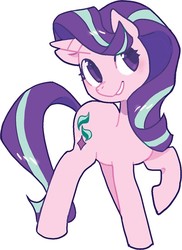 Size: 582x800 | Tagged: safe, artist:cocoroll, starlight glimmer, pony, unicorn, g4, female, mare, raised hoof, simple background, smiling, solo, white background